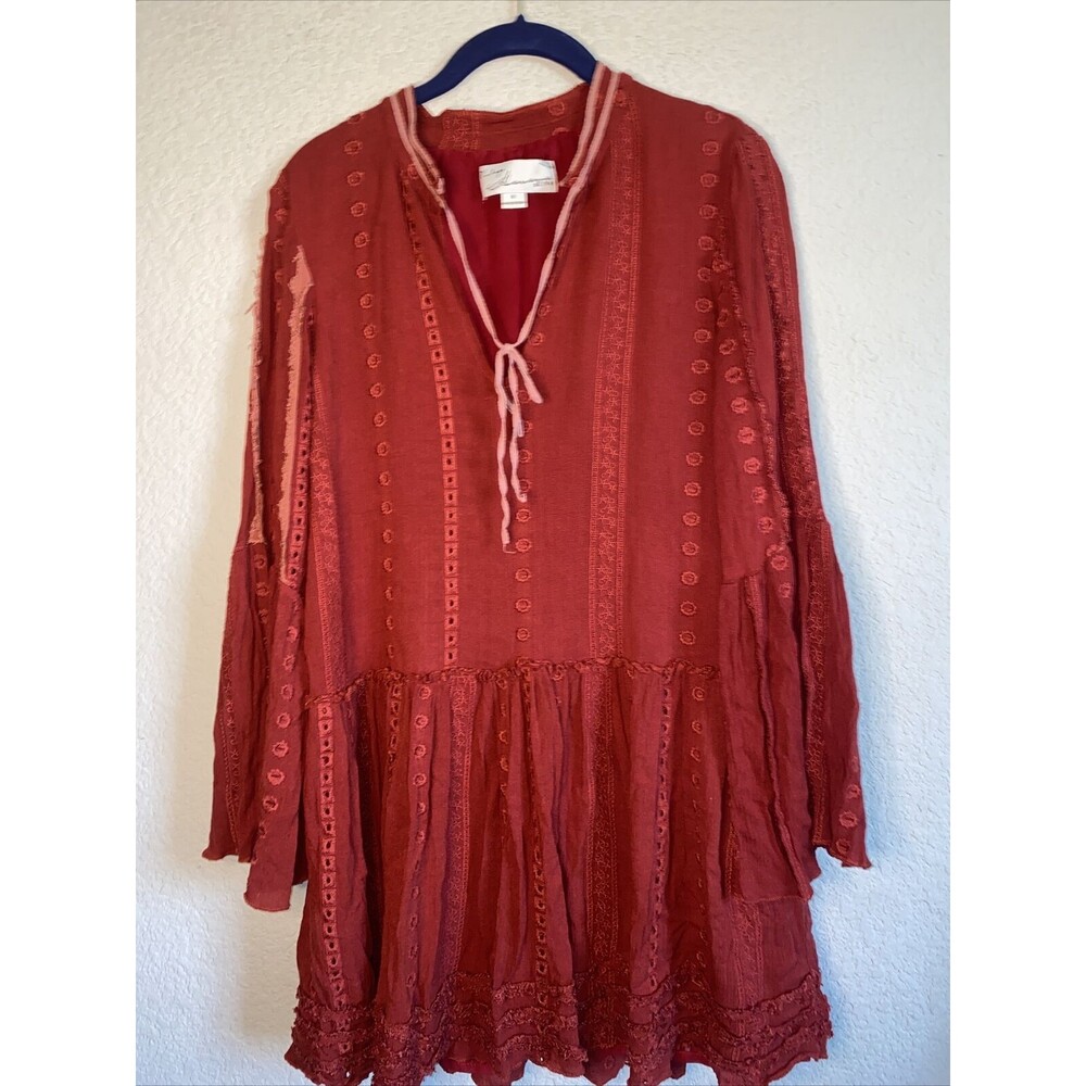 Havana dress boho maxi ruffle flare Eyelet S Vneck fairy coquette hippie sexy